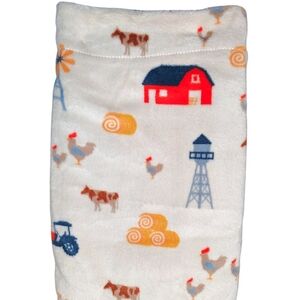 Baby Plush Blanket Tractor Barnhouse Farm Chickens Cow Luxurious Soft 30x40"